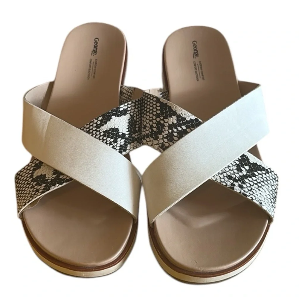 George Reptile and Beige sandals/slides , comfy and stylish , size 10